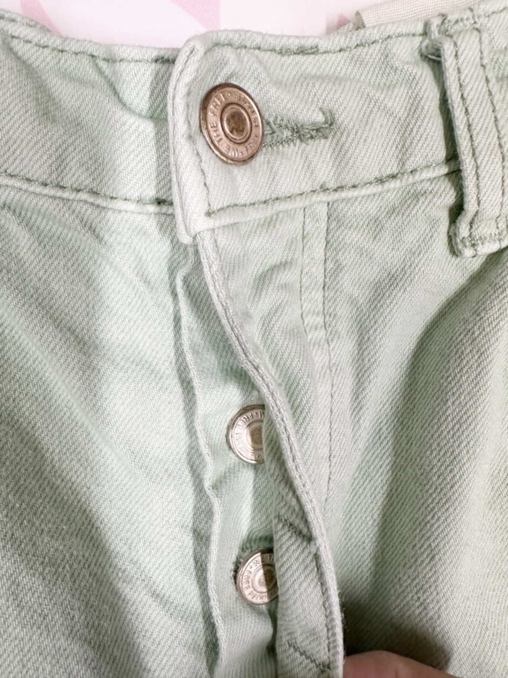 NEW Free People We The Free Pistachio Mint Green Lucky You Barrel Jeans 27 - Picture 6 of 11